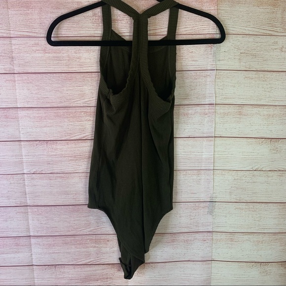 Loft Army Green Ribbed Bodysuit Small - Picture 4 of 5